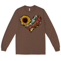 Chestnut western sunflower cowhide  heart Long Sleeve Tee - Jasminsmagicworld