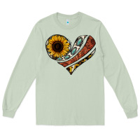 Matcha western sunflower cowhide  heart Long Sleeve Tee - Jasminsmagicworld