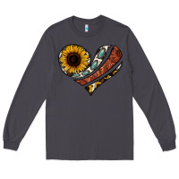 Smoke western sunflower cowhide  heart Long Sleeve Tee - Jasminsmagicworld