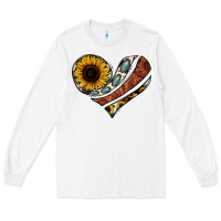 White western sunflower cowhide  heart Long Sleeve Tee - Jasminsmagicworld