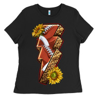 Black sport football  lightning bolt Ladies Tee - texasbilliewilder