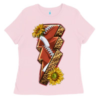 Bubblegum Pink sport football  lightning bolt Ladies Tee - texasbilliewilder