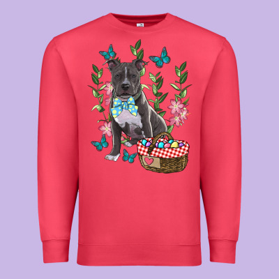 Easter Pitbull Premium Sweatshirt Designed By Ranaportraitstore
