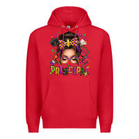 Red mardi gras principal caucasian messy bun Premium Hoodie - texasbilliewilder