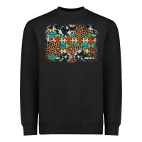 Black autism awareness leopard cowhide background Heavyweight Sweatshirt - Artiststas