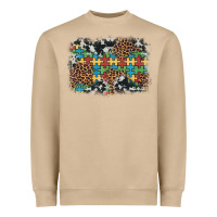 Mushroom autism awareness leopard cowhide background Heavyweight Sweatshirt - Artiststas