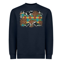 Navy autism awareness leopard cowhide background Heavyweight Sweatshirt - Artiststas