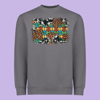 Autism Awareness Leopard Cowhide Background Heavyweight Sweatshirt Designed By Artiststas