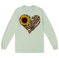 Matcha western sunflower leopard cowhide heart Long Sleeve Tee - Jasminsmagicworld