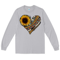 Moon Dust western sunflower leopard cowhide heart Long Sleeve Tee - Jasminsmagicworld