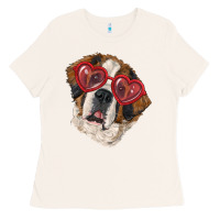 Bone Saint bernard with love glasses Ladies Tee - RanaPortraitStore