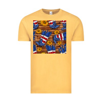 Vintage Mustard america western boots and sunflower seamless pattern Vintage Tee - BundleAndBundleShop