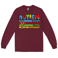 Burgundy autism accept understand love different Long Sleeve Tee - JahusDesignShop