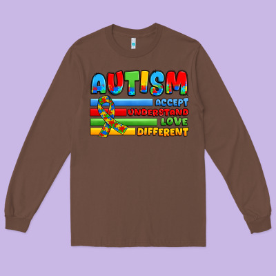 Autism Accept Understand Love Different Long Sleeve Tee Designed By Jahusdesignshop