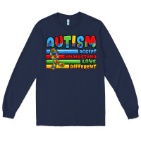 Navy autism accept understand love different Long Sleeve Tee - JahusDesignShop