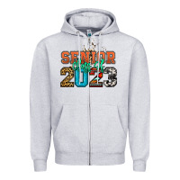 Heather Grey senior class of 2023 Zipper Hoodie - NancyCooperArtShop
