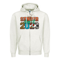 Oatmeal Heather senior class of 2023 Zipper Hoodie - NancyCooperArtShop