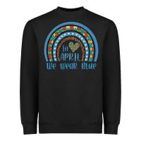 Black in april we wear blue autism awareness leopard rainbow Heavyweight Sweatshirt - Artiststas