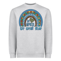 Heather Grey in april we wear blue autism awareness leopard rainbow Heavyweight Sweatshirt - Artiststas