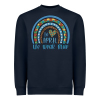 Navy in april we wear blue autism awareness leopard rainbow Heavyweight Sweatshirt - Artiststas