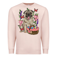 Pale Pink Easter pug Premium Sweatshirt - RanaPortraitStore