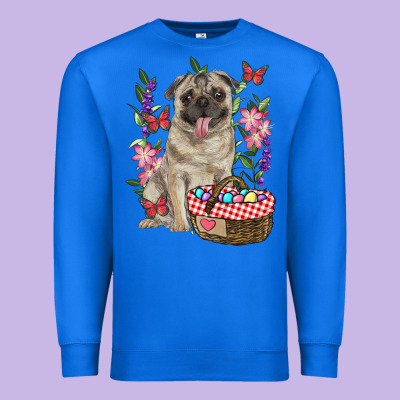 Easter Pug Premium Sweatshirt Designed By Ranaportraitstore
