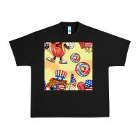 Black patriotic hotdog ice cream donat Urban Heavy Tee - BundleAndBundleShop