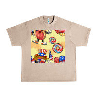 French Oak patriotic hotdog ice cream donat Urban Heavy Tee - BundleAndBundleShop