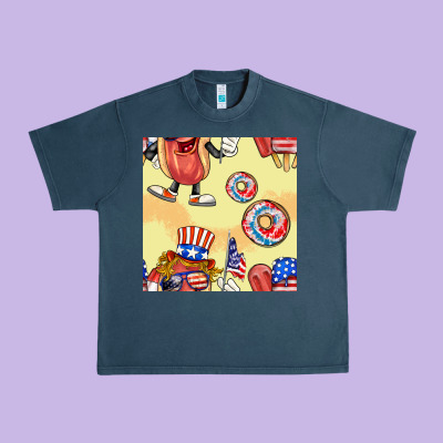 Patriotic Hotdog Ice Cream Donat Urban Heavy Tee Designed By Bundleandbundleshop