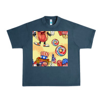 Midnight Navy patriotic hotdog ice cream donat Urban Heavy Tee - BundleAndBundleShop