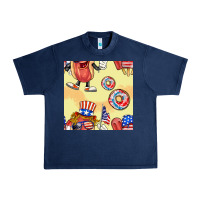 Navy patriotic hotdog ice cream donat Urban Heavy Tee - BundleAndBundleShop