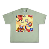 Oil Green patriotic hotdog ice cream donat Urban Heavy Tee - BundleAndBundleShop