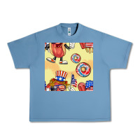 Pebble Blue patriotic hotdog ice cream donat Urban Heavy Tee - BundleAndBundleShop
