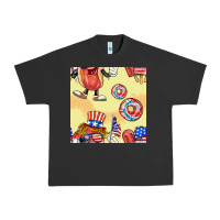 Pigment Black patriotic hotdog ice cream donat Urban Heavy Tee - BundleAndBundleShop