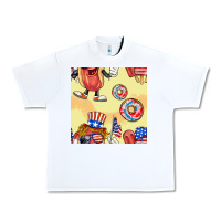 White patriotic hotdog ice cream donat Urban Heavy Tee - BundleAndBundleShop