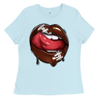 Baby Blue sports lips american football Ladies Tee - texasbilliewilder