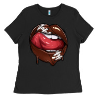 Black sports lips american football Ladies Tee - texasbilliewilder