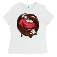 White sports lips american football Ladies Tee - texasbilliewilder