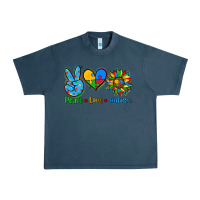 Midnight Navy peace love autism Urban Heavy Tee - AdoDesignShop