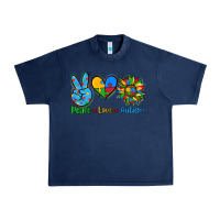 Navy peace love autism Urban Heavy Tee - AdoDesignShop