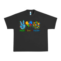 Pigment Black peace love autism Urban Heavy Tee - AdoDesignShop