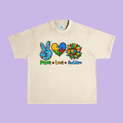 Peace Love Autism Urban Heavy Tee Designed By Adodesignshop