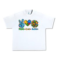 White peace love autism Urban Heavy Tee - AdoDesignShop