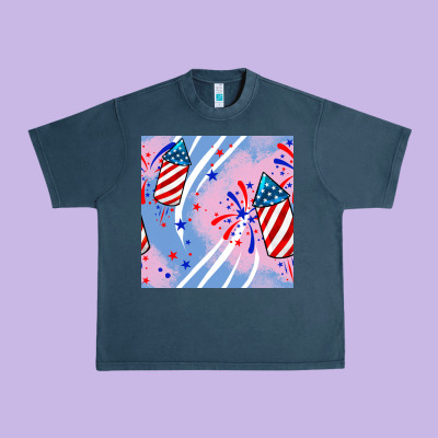 Patriotic Fireworks Urban Heavy Tee Designed By Bundleandbundleshop