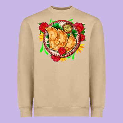 Empanadas Plate And Roses Heavyweight Sweatshirt Designed By Adodesignshop