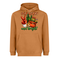 Stay Merry And Bright Peace Hand Heavyweight Hoodie | Teevron