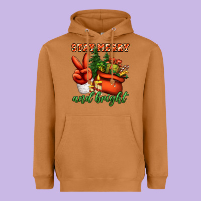 Stay Merry And Bright Peace Hand Heavyweight Hoodie Designed By Jasminsmagicworld