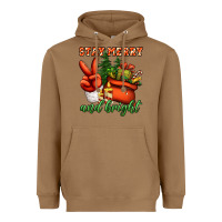 Toasted Coconut stay merry and bright peace hand Heavyweight Hoodie - Jasminsmagicworld