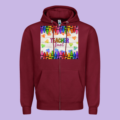 Teacher Fuel Zipper Hoodie Designed By Nancycooperartshop