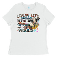 White living life somewhere between jesus take the wheel Ladies Tee - Zillion Design Studio